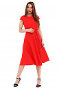 Платье красное пышное с поясом. Деловая женская одежда
