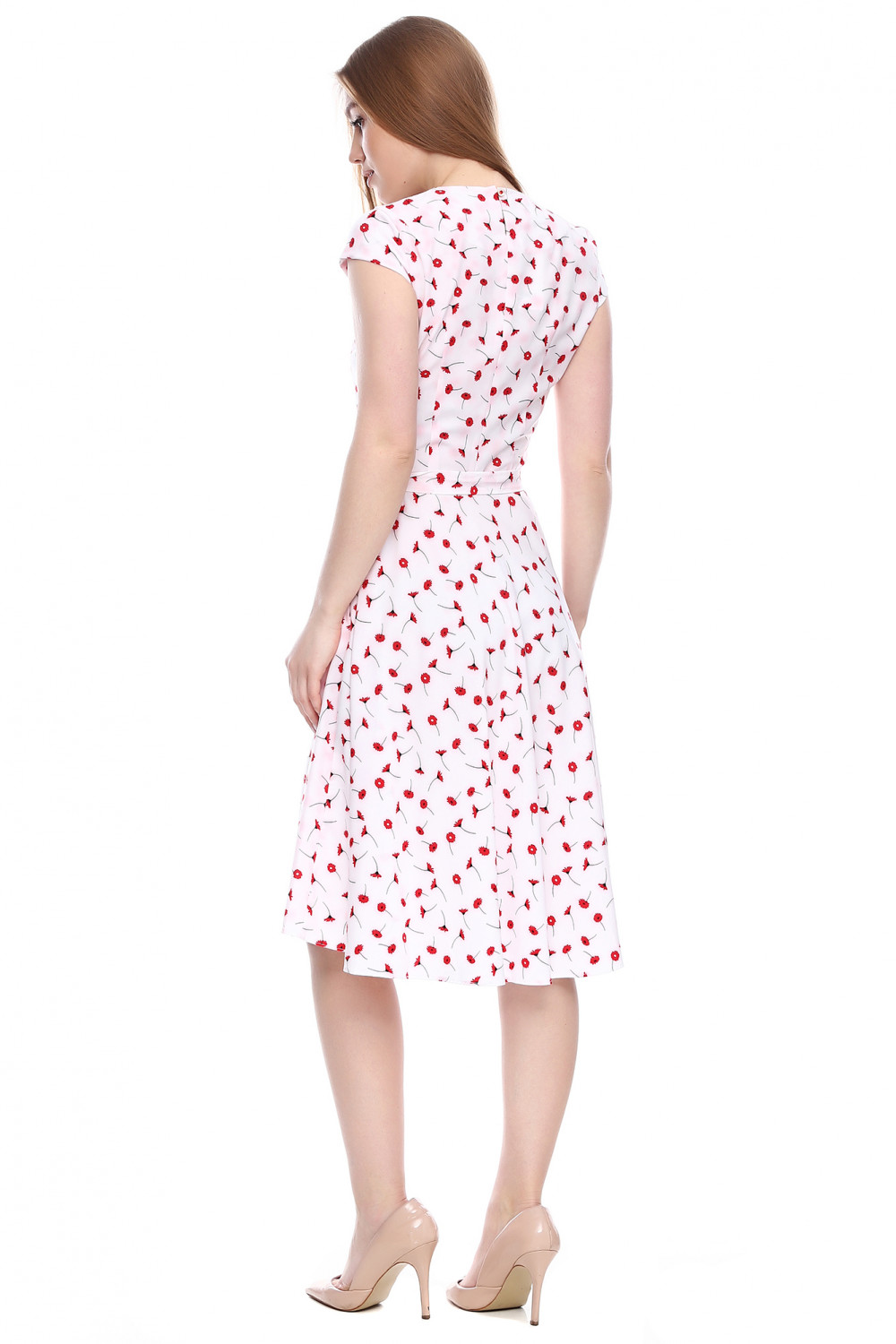 red and white poppy dress Virtue Fit And Flare Dress