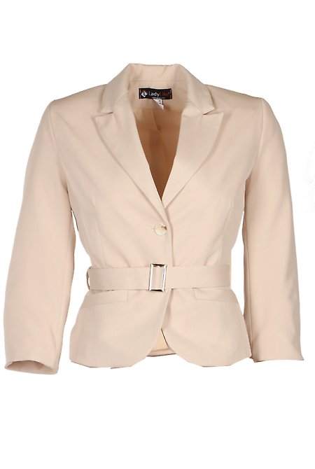 Жакет бежевий 3/4 рукав з поясом Жіночий Одяг LadyLike фото