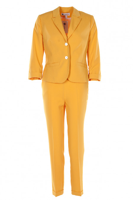 Брючный костюм желтого цвета женская одежда
