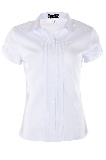 Блузка біла з декоративними защіпами Діловий жіночий одяг фото