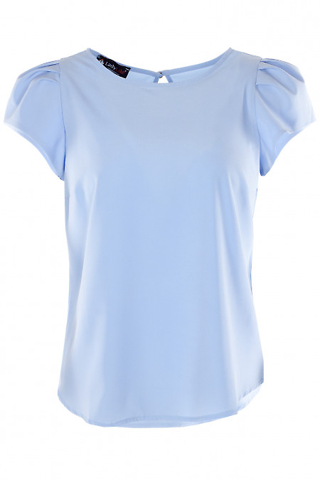 Блузка з коротким рукавом блакитна Діловий жіночий одяг фото