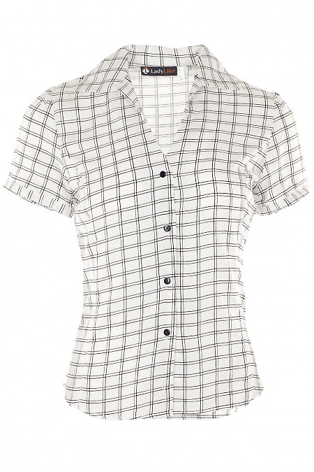 Блузка з штапелю в клітинку Діловий жіночий одяг фото