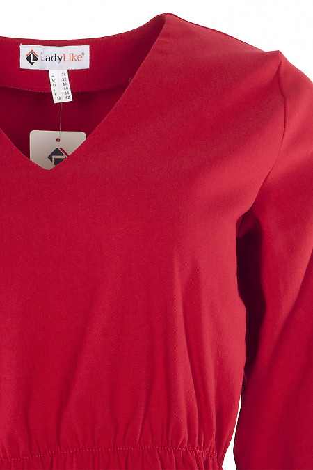 Купити блузку червону з гумкою в поясі. Діловий жіночий одяг
