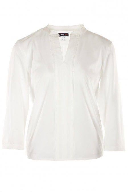 Блузка молочного кольору з софту Діловий жіночий одяг фото