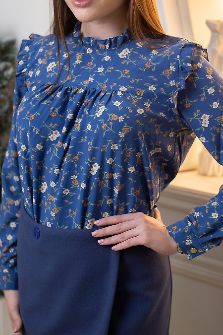 Блузка длинный рукав с манжетой. Деловая женская одежда фото