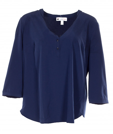 Блузка темно-синяя рукав три четверти.Деловая женская одежда фото