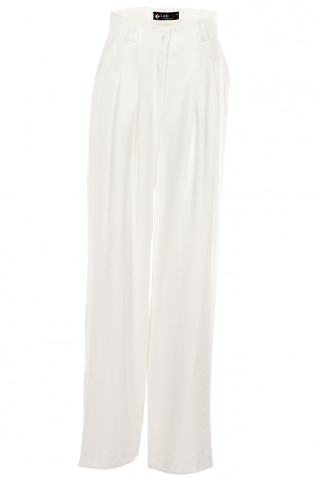 Брюки клеш от бедра льняные белые Деловая женская одежда фото