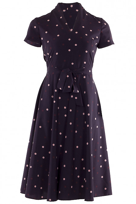 Платье фиолетовое в горох Деловая женская одежда фото