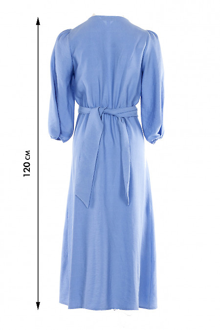 Платье василькового цвета,рукава три четверти.Деловая женская одежда фото