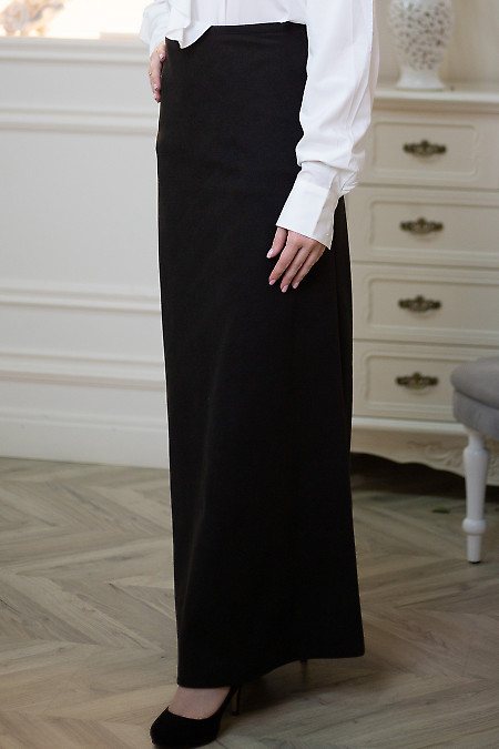 Спідниця довга чорна вовняна. Діловий жіночий одяг фото