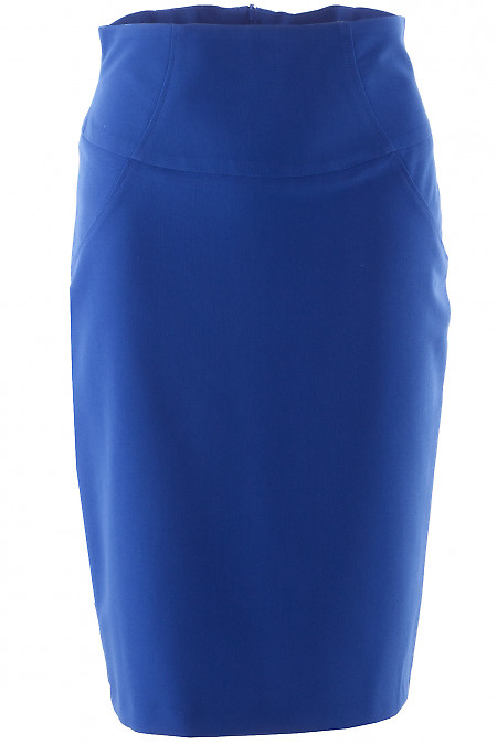 Спідниця з завищеною талією яскраво-синя Діловий жіночий одяг фото