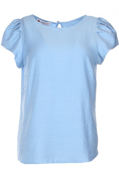 Блуза блакитного кольору. Діловий жіночий одяг фото