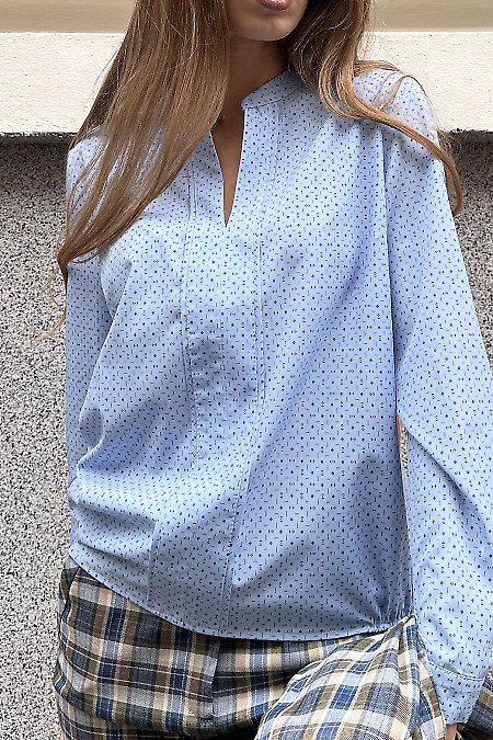 Блузка позаду кокетка зі складочками. Діловий жіночий одяг фото