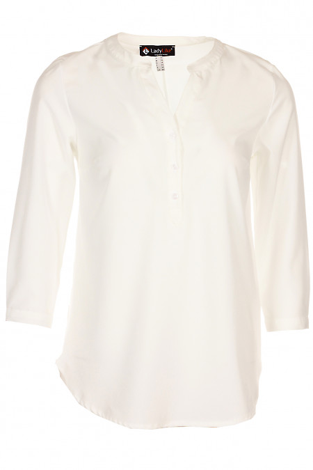 Блузка з білого софту вільна Діловий жіночий одяг фото