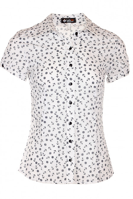 Блузка з бавовни в якорі Діловий жіночий одяг фото