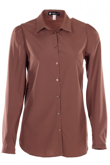 Блузка класична коричнева Діловий жіночий одяг фото