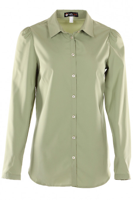 Блузка класична світло-зелена Діловий жіночий одяг фото