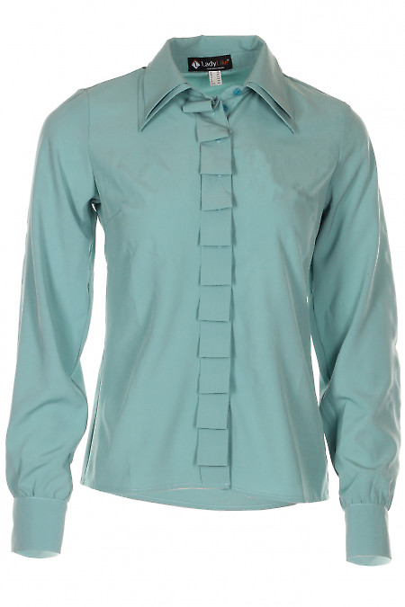 Блузка зі складочками по планці блакитна Діловий жіночий одяг фото