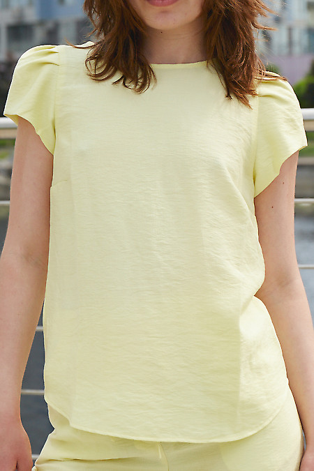 Блузка короткий рукав зі складочками. Діловий жіночий одяг фото