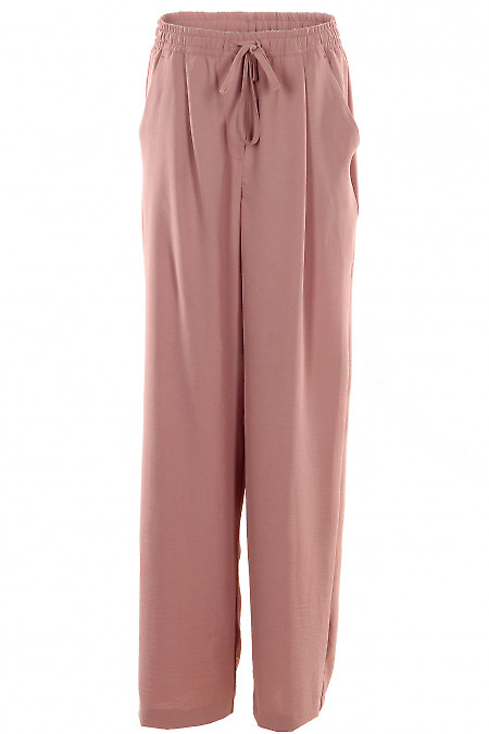 Брюки на резинці темно-рожеві Діловий жіночий одяг фото