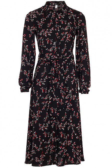 Сукня чорна в червоні квіточки Діловий жіночий одяг фото