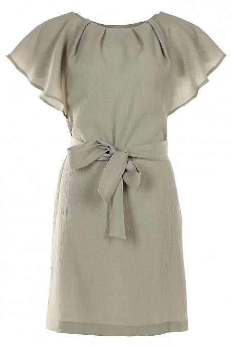 Платье с поясом  цвет хаки. Деловая женская одежда фото