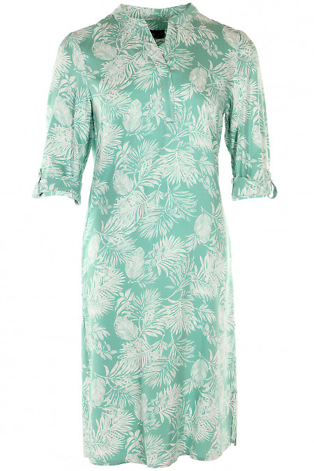 Сукня бавовняна зелена в листочки Діловий жіночий одяг фото