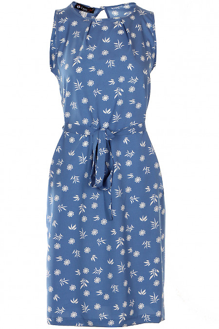 Платье летнее с защипами голубое Деловая женская одежда фото