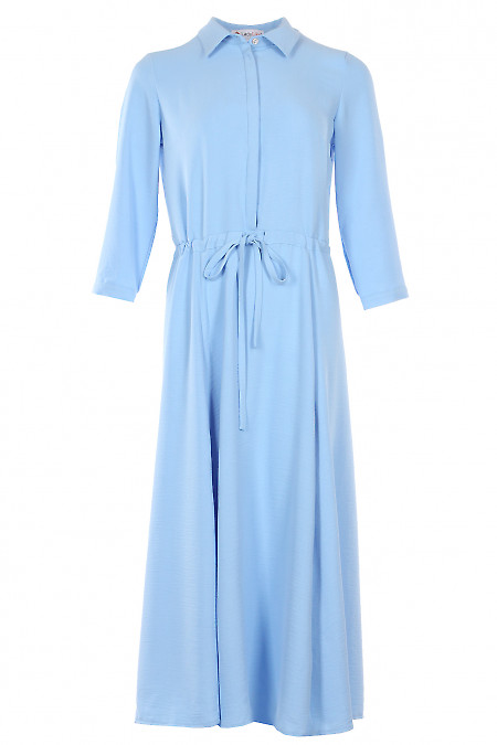 Сукня блакитна з куліскою. Діловий жіночий одяг фото