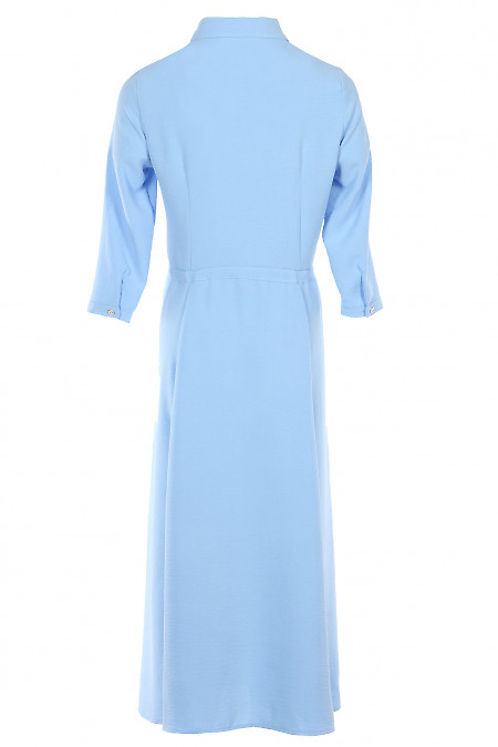 Сукня блакитна рукава три чверті. Діловий жіночий одяг фото