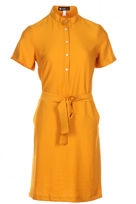Сукня рижа під пояс Діловий жіночий одяг фото