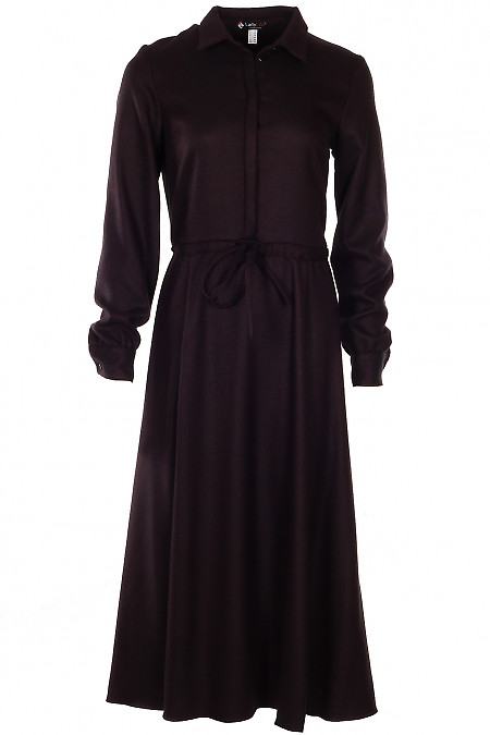 Платье теплое бордовое на кулисе Деловая женская одежда фото