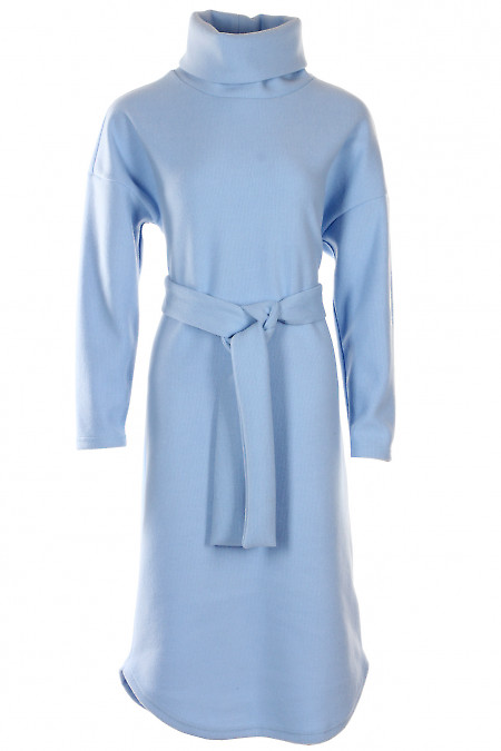 Сукня тепла з хомутом блакитна Діловий жіночий одяг фото