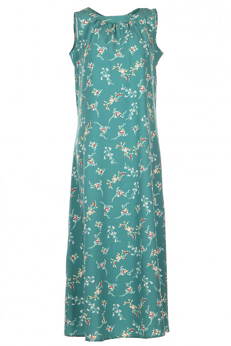 Сукня зелена в квітковий принт. Діловий жіночий одяг фото