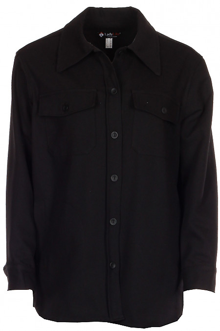 Рубашка чорна джинсова Діловий жіночий одяг фото