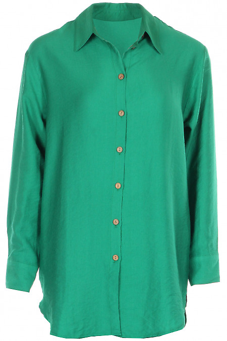 Рубашка зелена бавовняна Діловий жіночий одяг фото