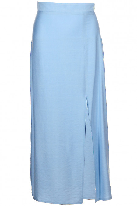 Спідниця блакитна бавовняна Діловий жіночий одяг фото