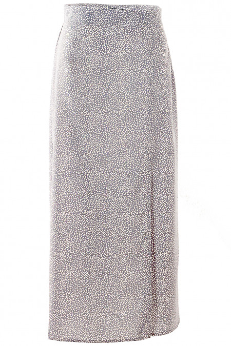 Спідниця з розрізом сіра в горох Діловий жіночий одяг фото