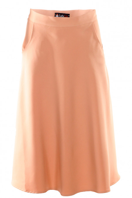 Юбка солнцеклеш персиковая Деловая женская одежда фото