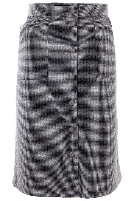 Спідниця тепла в сіру лапку Діловий жіночий одяг фото