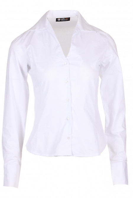 Блузка біла бавовняна Діловий жіночий одяг фото