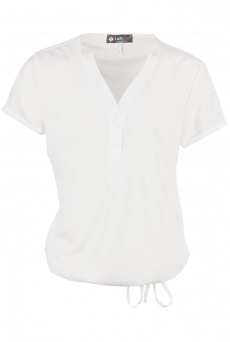 Блузка белая на кулисе Деловая женская одежда фото