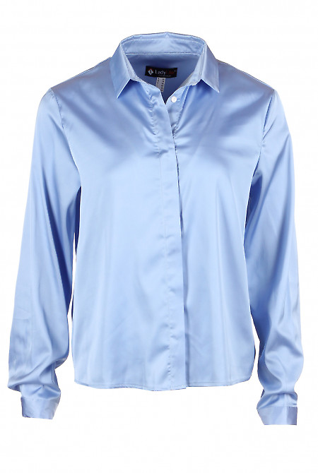 Блузка шовкова блакитна Діловий жіночий одяг фото