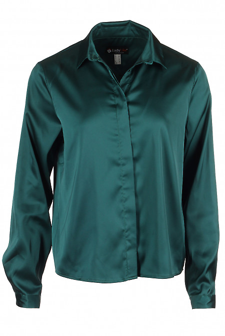 Блузка шовкова зелена Діловий жіночий одяг фото