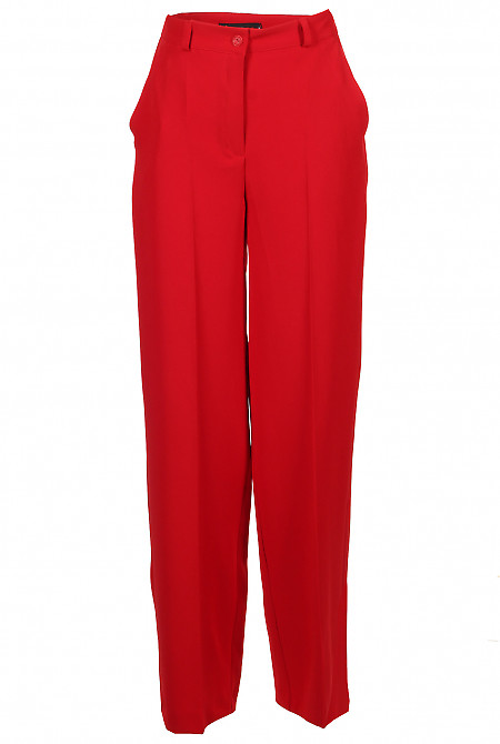 Брюки червоні широкі Діловий жіночий одяг фото