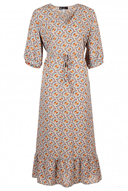 Сукня бежева з віялами Діловий жіночий одяг фото