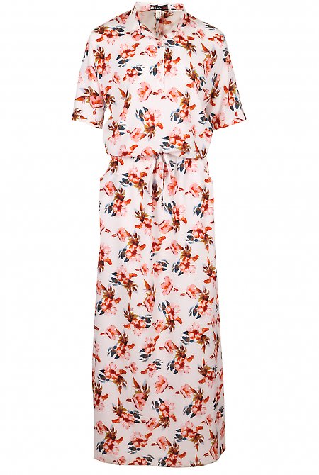 Сукня довга з рукавом в квіти Діловий жіночий одяг LadyLike