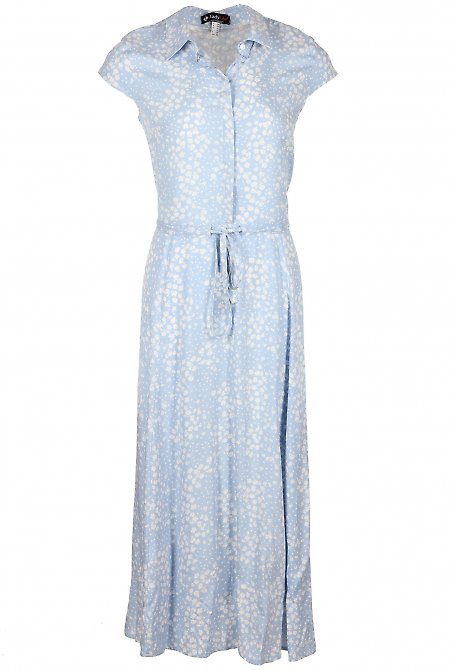 Платье голубое в цветочек Деловая женская одежда LadyLike