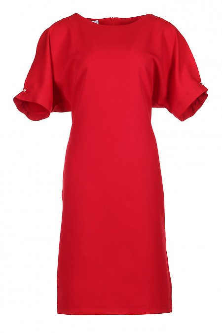 Сукня пряма червоного кольору. Діловий жіночий одяг фото